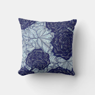 Blaue Botanische Keuchkissen Kissen