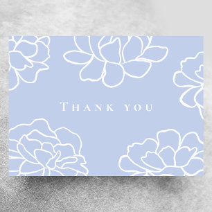 Blaue botanische moderne Hochzeit Danksagungskarte Einladung