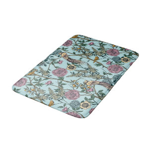Blaue botanische Muster im Vintage-Stil Badematte