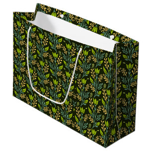 Blaue botanische Muster im Vintage-Stil groß Große Geschenktüte