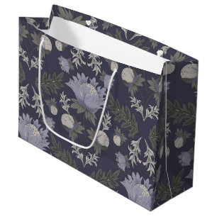 Blaue botanische Muster im Vintage-Stil groß Große Geschenktüte