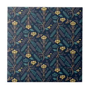 Blaue botanische Muster Keramik im Vintage-Stil Fliese