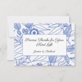 Blaue Botanische Personalisierte Blumenhochzeit Dankeskarte