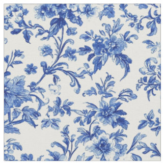 Blaue botanische Weinranken-Toile-Muster Stoff