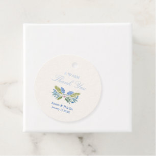 Blaue botanische Winterhochzeit Geschenkanhänger