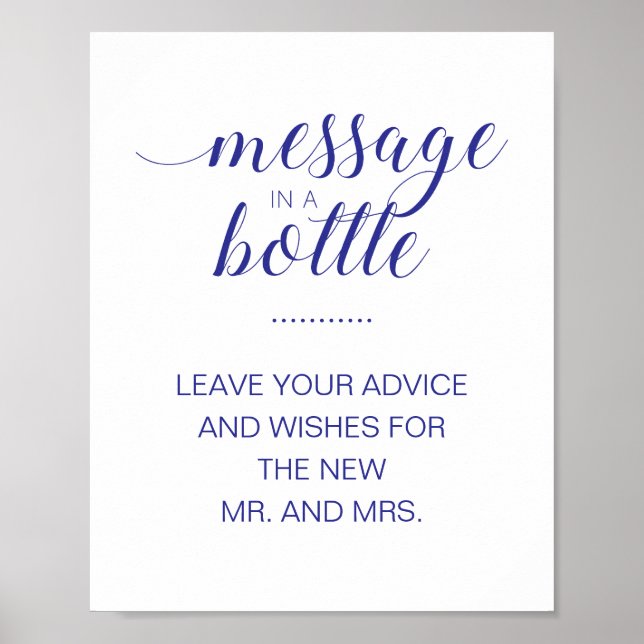 Blaue Botschaft in einer Flasche - Hochzeitsratgeb Poster (Vorne)