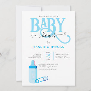 BLAUE BOY BABY DUSCHE MIT BABYFLASCHE EINLADUNG