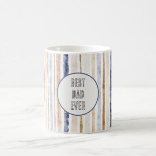 Blaue braune creme Streifen Bester Vater Aller Zei Kaffeetasse