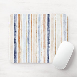 Blaue braune creme Streifen Mousepad
