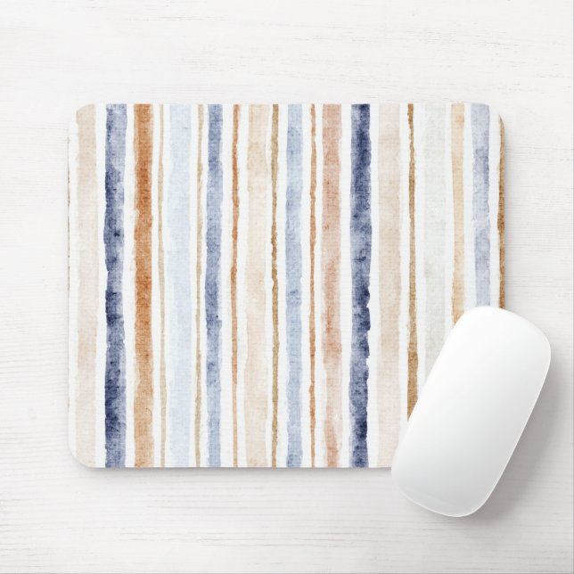 Blaue braune creme Streifen Mousepad (Mit Mouse)