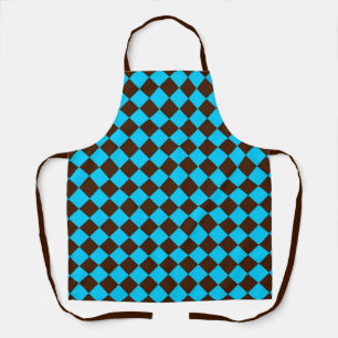 Blaue braune Diamant-Schachbrett-Muster Schürze