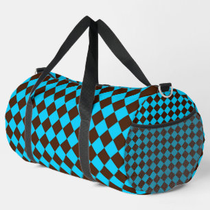 Blaue braune Diamant-Schachbrettmuster groß	 Duffle Bag
