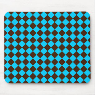 Blaue braune Diamant-Schachbrettmuster Mousepad