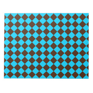 Blaue braune Diamant-Schachbrettmuster Notizblock