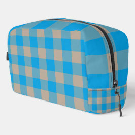 Blaue braune Karo-Muster-Kosmetiktasche Waschbeutel