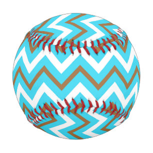 Blaue braune weiße Zickzacklinien geometrische Mee Baseball