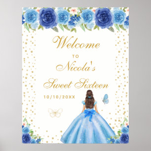 Blaue Braunhaar-Frisur Mädchen Sweet Sixteen Willk Poster