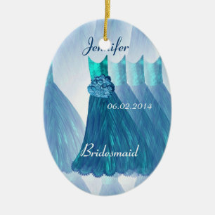 BLAUE Brautjungfer danken Ihnen Keramik Ornament