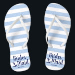 Blaue Brautjungfrau mit Anker & Streifen Flip Flops<br><div class="desc">Elegantes Design der nautischen Brautjungfrau.</div>