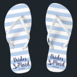 Blaue Brautpaare mit Anker und Streifen Flip Flops<br><div class="desc">Elegantes Design der nautischen Bräute.</div>