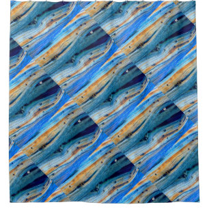 blaue Bretter Duschvorhang