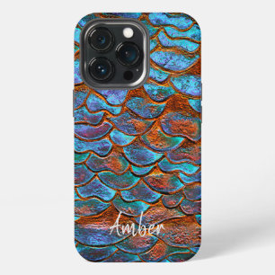 Blaue Bronze Kupfer Metallische Muster Personalisi iPhone 13 Pro Hülle