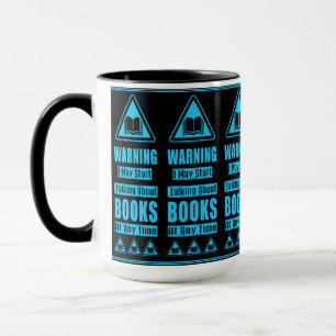 Blaue-Buch-Liebhaber-Warnschild Tasse