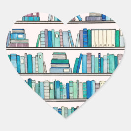Blaue Bücherregal-Herz-Aufkleber Herz-Aufkleber