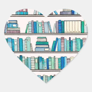 Blaue Bücherregal-Herz-Aufkleber Herz-Aufkleber