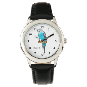 Blaue Budgerigar-Cartoon Armbanduhr