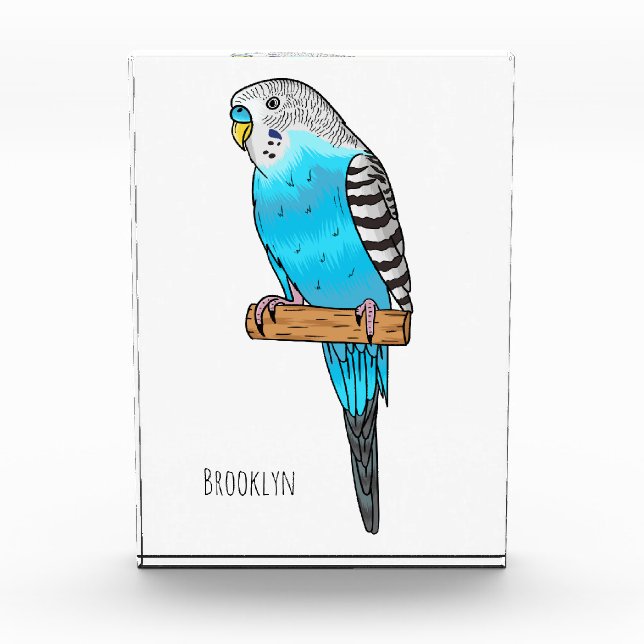 Blaue Budgerigar-Cartoon Fotoblock (Vorderseite)
