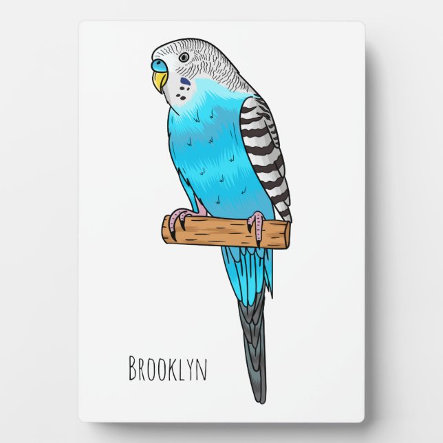 Blaue Budgerigar-Cartoon Fotoplatte (Vorderseite)