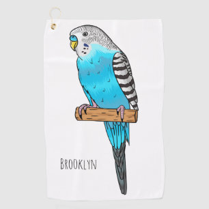 Blaue Budgerigar-Cartoon Golfhandtuch