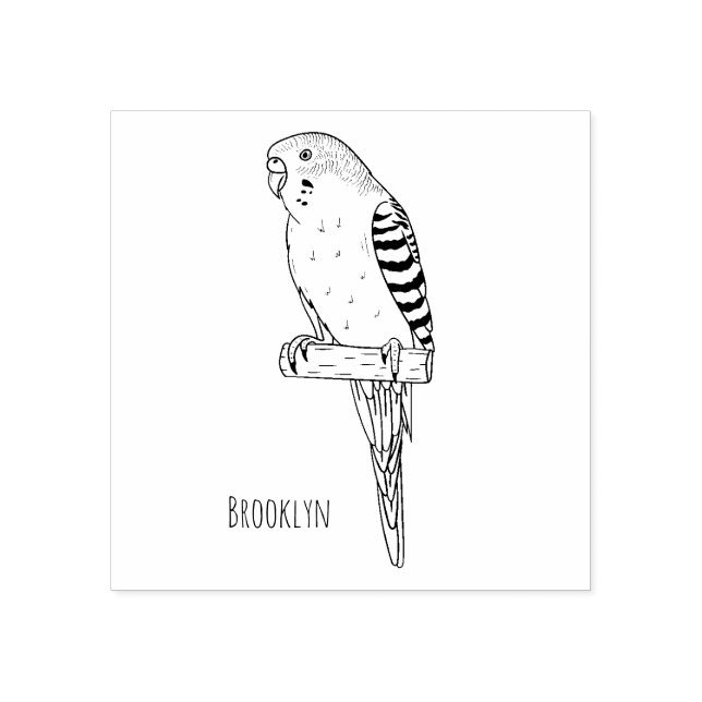 Blaue Budgerigar-Cartoon Gummistempel (Prägung)