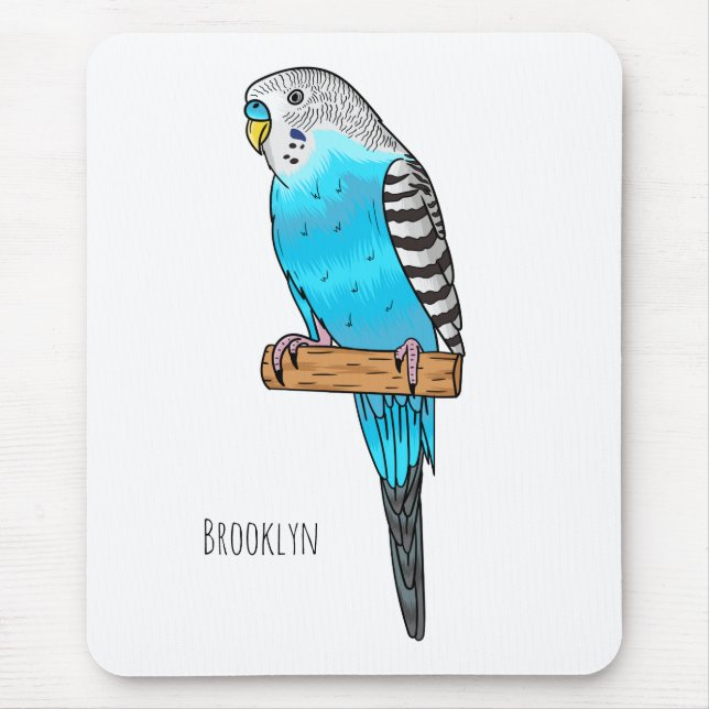 Blaue Budgerigar-Cartoon Mousepad (Vorne)