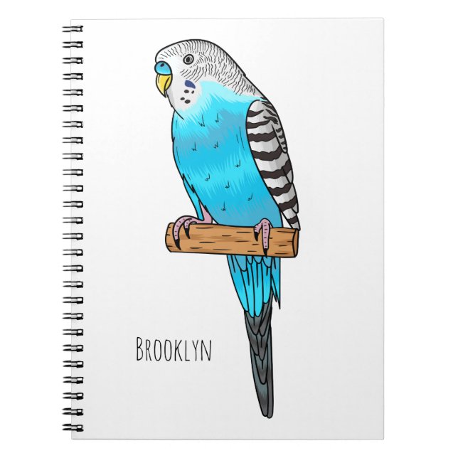 Blaue Budgerigar-Cartoon Notizblock (Vorderseite)
