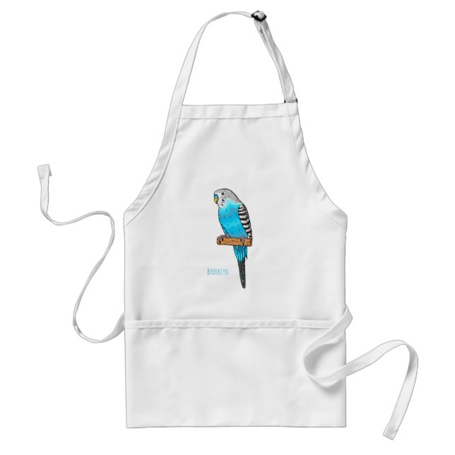 Blaue Budgerigar-Cartoon Schürze (Vorne)