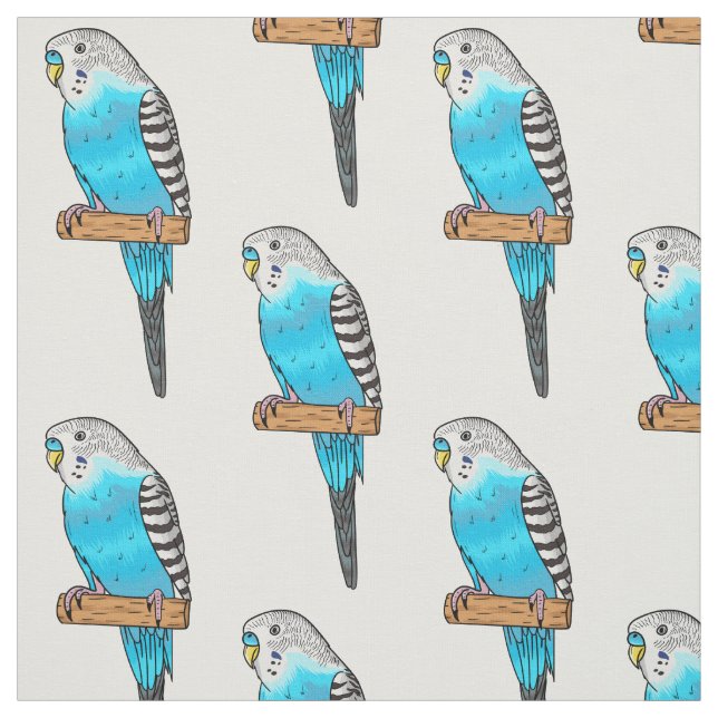 Blaue Budgerigar-Cartoon Stoff (Muster)