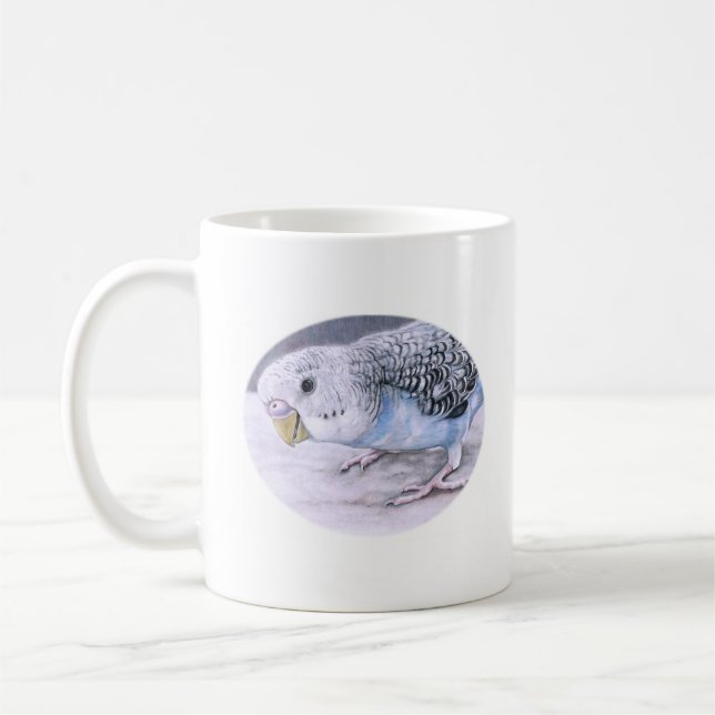 Blaue Budgie Parakeet-Vogel-Kunst-Tasse Kaffeetasse (Links)