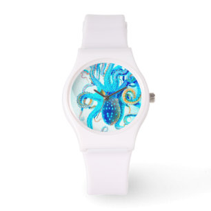 Blaue bunte Krake Armbanduhr