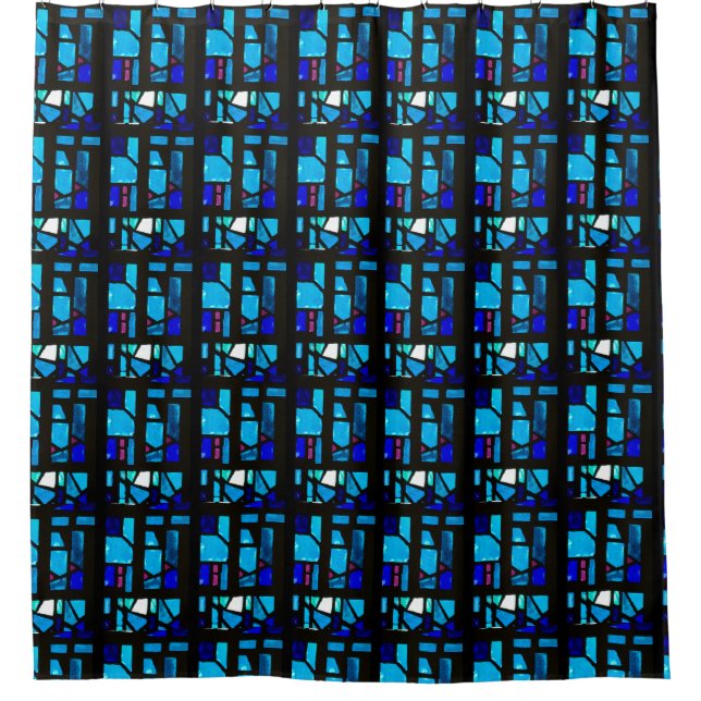 Blaue Buntglas-Duschvorhang #2 Duschvorhang (Vorderseite)