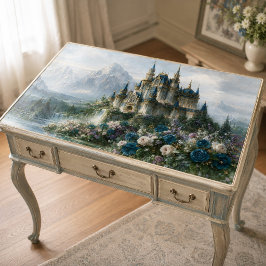 Blaue Burg Decoupage im Gebirgsstil Seidenpapier