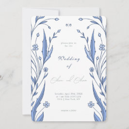 Blaue Butterblumen-Hochzeit Einladung