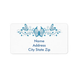 Blaue Butterfäden und Blume Adressaufkleber