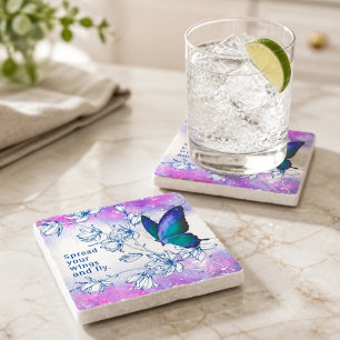 Blaue Butterfly Inspirierend  Steinuntersetzer