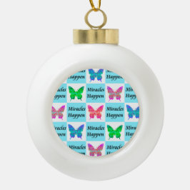 BLAUE BUTTERFLY MIRACLES GESCHAFFEN KERAMIK Kugel-Ornament