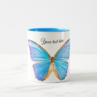 BLAUE BUTTERFLY personalisieren Zweifarbige Tasse