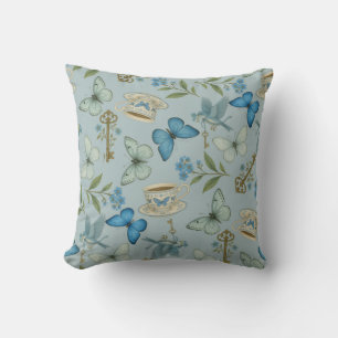 Blaue Butterfly Tea Garden Muster Kissen