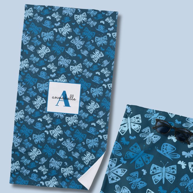 Blaue Butterfly whimsical Strandtuch (Blue butterfly personalized beach towel)