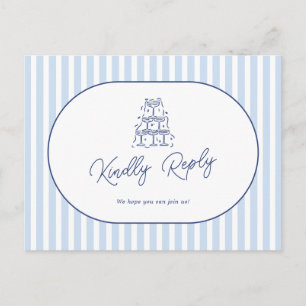 Blaue Cabana-Streifen-Hochzeitslied-Anfrage RSVP Postkarte